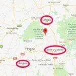 Map showing the airports to get to the Gite in Dordogne