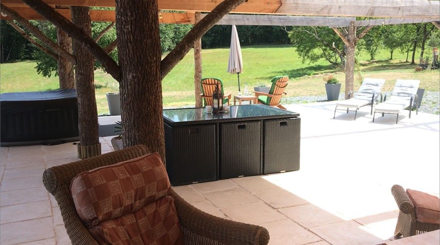The Gite Terrace Patio with Sun Loungers