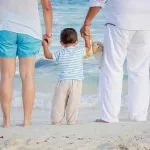 Families on the beach together