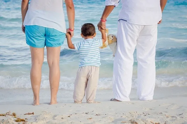 Families on the beach together