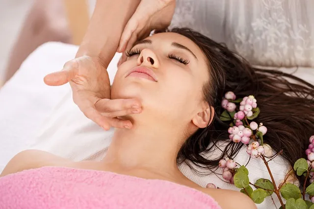 Facial massage pamper on hoilday in France